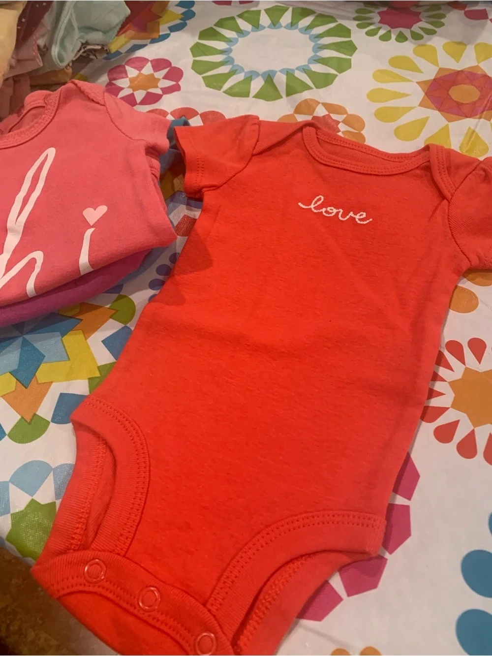 Baby Girls Short Sleeve Graphic Onesies